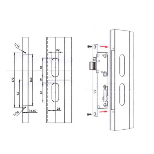 Security Screen Door Lock Hinged | Black | Snib | Cylinder + 3 Keys - Image 9