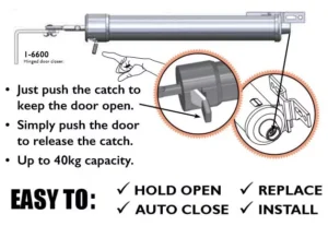 Security Screen Door Closer Pneumatic | One Touch Adjust  | Universal | Black - Image 3