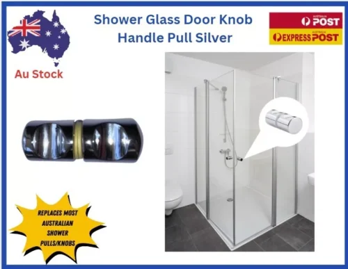 Glass Door Knob Pull Push Handle Bathroom Shower Aluminum Alloy Silver (2)