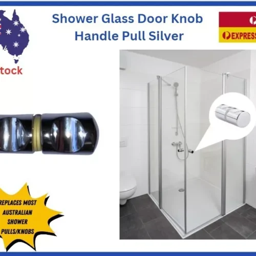 Glass Door Knob Pull Push Handle Bathroom Shower Aluminum Alloy Silver (2)