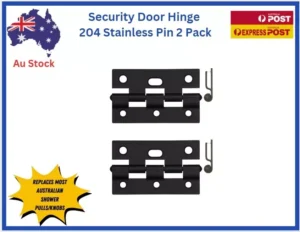 TRADEBASE Security Screen Door Hinges Heavy Duty  | Stainless Pin |  Black Twin Pack