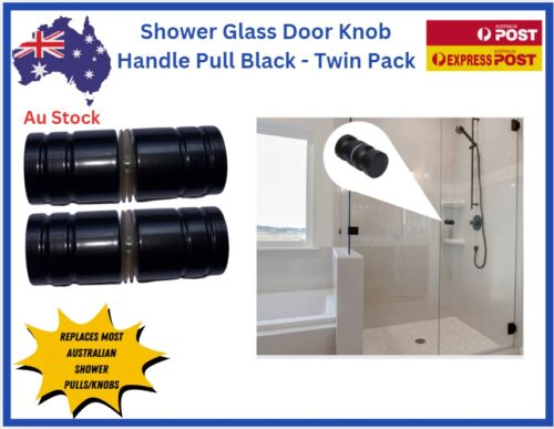 Shower Door Knob Handle Black Pull Deliver 2 pack