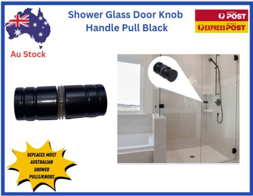 Glass Door Knob Puller Push Handle | Bathroom Shower | Aluminum Alloy | Black - Image 2