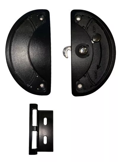 TRADEBASE FLY SCREEN DOOR LATCH SNIB SLIDING KIT WITH STRIKER PLATE 3 PEICE (1) TRADEBASE® Fly Screen Door Latch Sliding Kit with Lock, Snib & Striker Plate – 3-Piece Set - Image 1