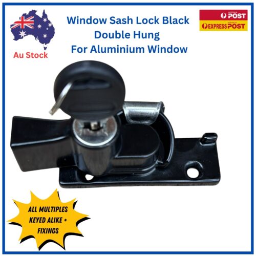 Window-Lock-double-Hung-Sash-Black-keyed-alike-aluminium window-wide-base-narrow keeper plate