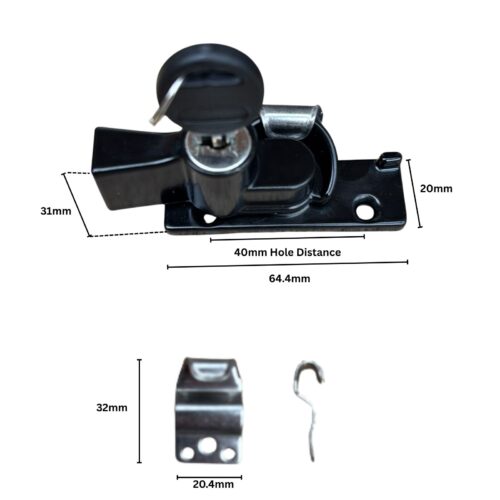 Window-Lock-double-Hung-Sash-Black-keyed-alike-aluminium window-wide-base-narrow keeper plate-dimensions