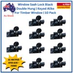Window-Lock-double-Hung-Sash-Black-keyed-alike-timber window-wide-base-10pack