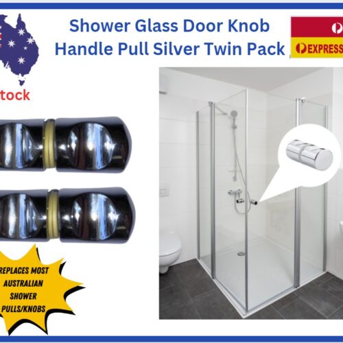 Shower Door Knob Handle Silver Pull Deliver Twin Pack