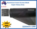 14m Roll x 1220mm Super Heavy Duty Aluminium Door Window Mesh Flyscreen 460 Micron Super Heavy Duty Durabilty