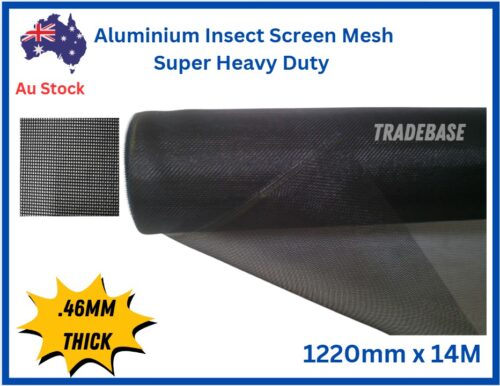 Aluminium-Flyscreen-mesh-insect-heavy duty-black - tuff - super heavy duty 1220mmx14M -delivered 14m Roll x 1220mm Super Heavy Duty Aluminium Door Window Mesh Flyscreen 460 Micron Super Heavy Duty Durabilty