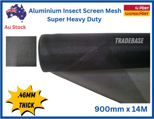 Aluminium-Flyscreen-mesh-insect-heavy duty-black - tuff - super heavy duty 900mmx30M 14m Roll x 900mm Aluminium Door Window Mesh Flyscreen 460 Micron SUper Heavy Duty Durabilty