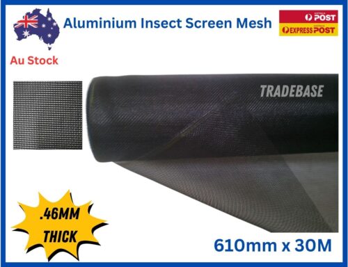 tradebase-aluminium-flyscreen-mesh-black-preserved-01 30m Roll x 610mm Aluminium Door Window Mesh Flyscreen 290 Micron Heavy Duty Durabilty