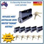 Cylinder-Security-Door-hinged-sliding- Barrel -commercial -4-pin- five-pack-whitco-austral-tasman-compatible