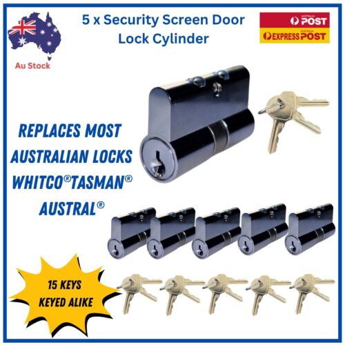 Cylinder-Security-Door-hinged-sliding- Barrel -commercial -4-pin- five-pack-whitco-austral-tasman-compatible