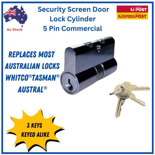 Cylinder-Security-Door-hinged-sliding- Barrel -commercial -5-pin- whitco-austral-tasman-compatible