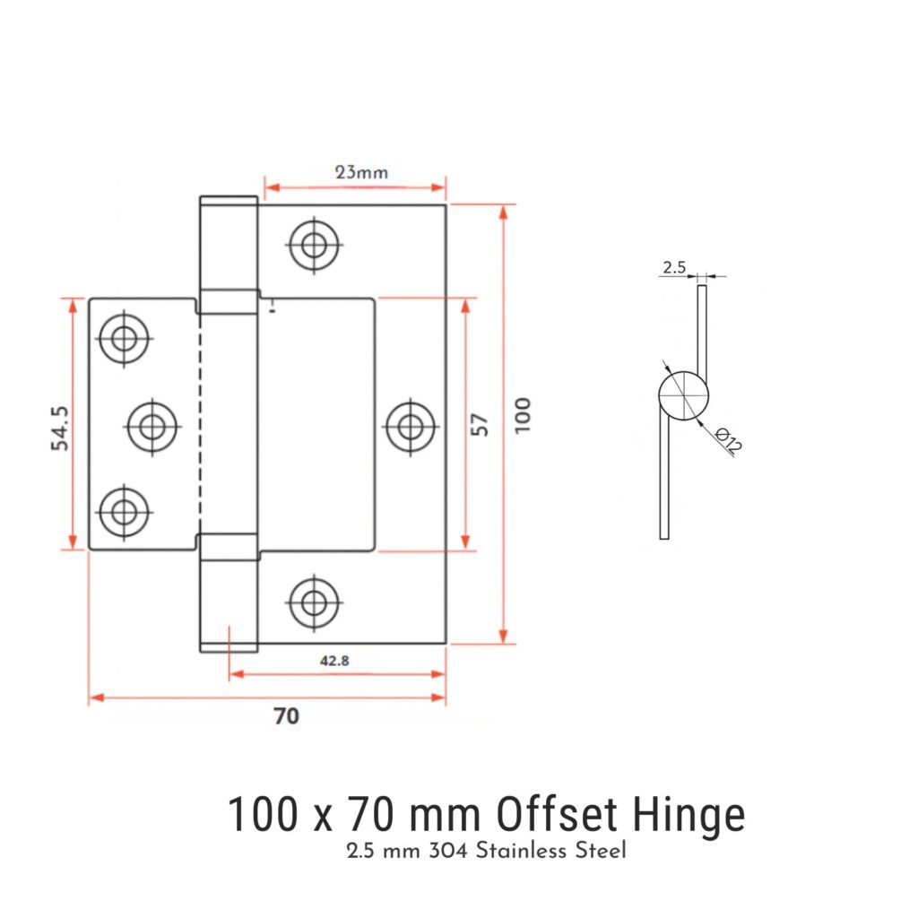 304 SS Interfold Hinges 100x70mm 5 Pack - TradeBase Australia
