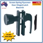 Screen-Flyscreen-Door-Hinged-Latch-Handle-Black-Spring-replacement