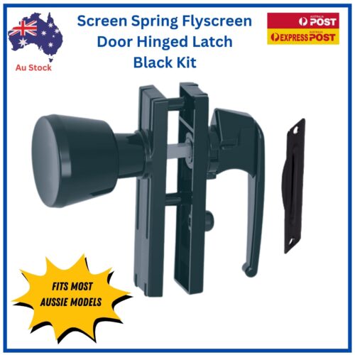 Screen-Flyscreen-Door-Hinged-Latch-Handle-Black-Spring-replacement