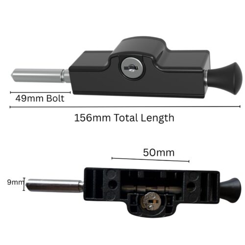 patio-bolt-door-timber-aluminium-sliding-hinged-black-156mm-49mm-9.5mm-stainless steel-3-keys-keyed-dimensions