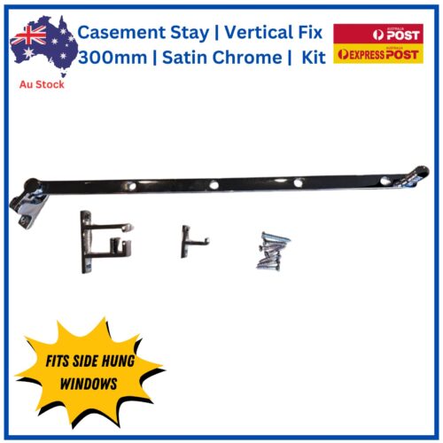 Casement Stay  | Vertical Fix 300mm | Satin Chrome Kit - Image 3