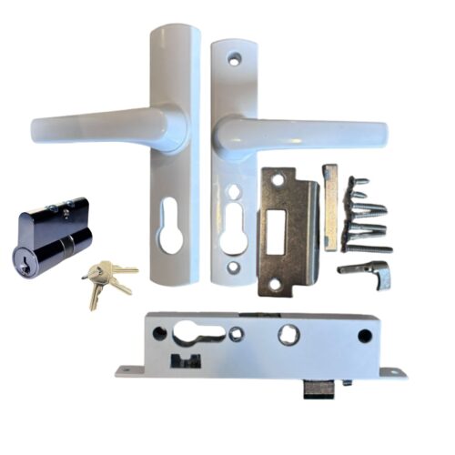 Security-door-screen-lock-hinged-replacement-with-cylinder-components-white