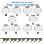 Mini Push Lock Door| Window Bolt | White | Bulk 10 Pack