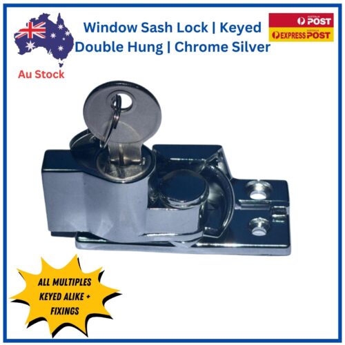 Window Sash Lock | Double Hung | Keyed Alike | Chrome Silver |Timber Aluminium Windows - Image 4