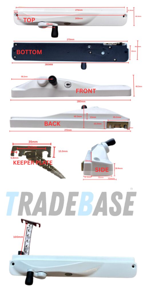 TRADEBASE Window Winder White | Stainless Steel Chain |  Lockable 100mm Restricted - Image 4