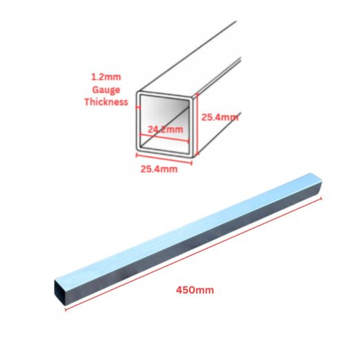 Aluminium Square Tube 25 x 25mm 1.2mm Gauge | Anodised Silver - 450mm - Image 5