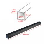 Aluminium Square Tube 25 x 25mm 1.2mm Gauge | Black - 1000mm - Image 2