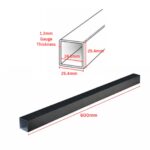 Aluminium Square Tube 25 x 25mm 1.2mm Gauge | Black - 600mm - Image 2