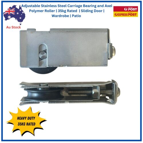 Adjustable Stainless Steel Carriage Bearing and Axel Polymer Roller | 35kg Rated  | Sliding Door | Wardrobe | Patio - Image 3