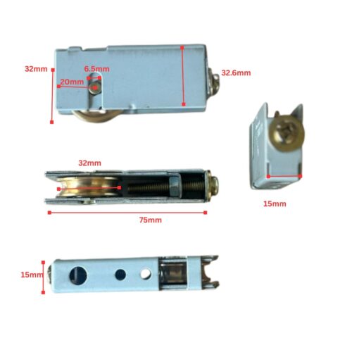 Adjustable Carriage and Brass Roller | Sliding Door | Wardrobe | Patio | 35kg Heavy Duty Rated - Image 3