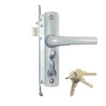 Security Screen Door Lock Hinged | Silver | Snib | Cylinder + 3 Keys