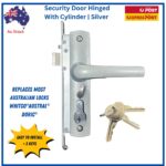 Security Screen Door Lock Hinged | Silver | Snib | Cylinder + 3 Keys - Image 7