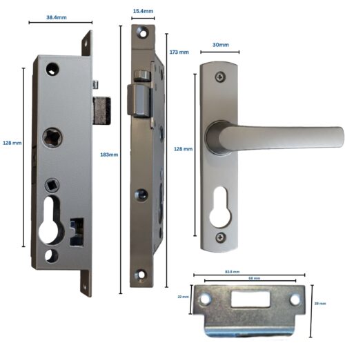 Security Screen Door Lock Hinged | Silver | Snib | Cylinder + 3 Keys - Image 4