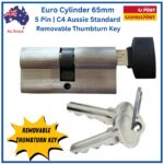Euro cylinder thumbturn key — TradeBase 65mm 5-pin Aussie C4 barrel front view