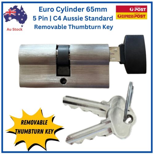 Euro cylinder thumbturn key — TradeBase 65mm 5-pin Aussie C4 barrel front view