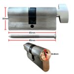 Euro cylinder fixed snib barrel shown with retaining screw and 2 keys
