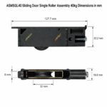 TradeBase 40kg single roller assembly 40mm dimensions in mm sliding door panel