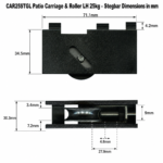 TradeBase 25kg left-hand adjustable patio door carriage and roller dimensions in mm suits Stegbar