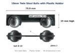 Dimensioned drawing of the 19mm twin steel ball carriage – plastic: 19 x 76 x 19 mm, 19mm roller