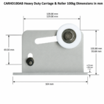 TradeBase 100kg heavy duty carriage roller and anti-bounce guide dimensions in mm