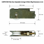 TradeBase 20kg adjustable patio door carriage and roller dimensions in mm steel carriage