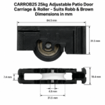 TradeBase 25kg adjustable patio door carriage and roller dimensions in mm suits Robb and Brown