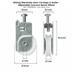 CARWDBADJ-sliding-wardrobe-door-carriage-adjustable-concave-nylon-wheel-dimensions-mm