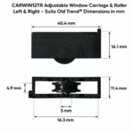 TradeBase 12kg adjustable window carriage and roller dimensions in mm suits old Trend