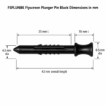 black flyscreen plunger pin dimension diagram, 43mm overall – TradeBase FSPLUNBK