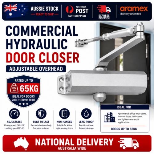 Commercial hydraulic door closer 65kg — Australian stock with Australia Post, Express and Aramex national delivery