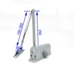 Silver commercial hydraulic door closer for doors up to 65kg, alternate view